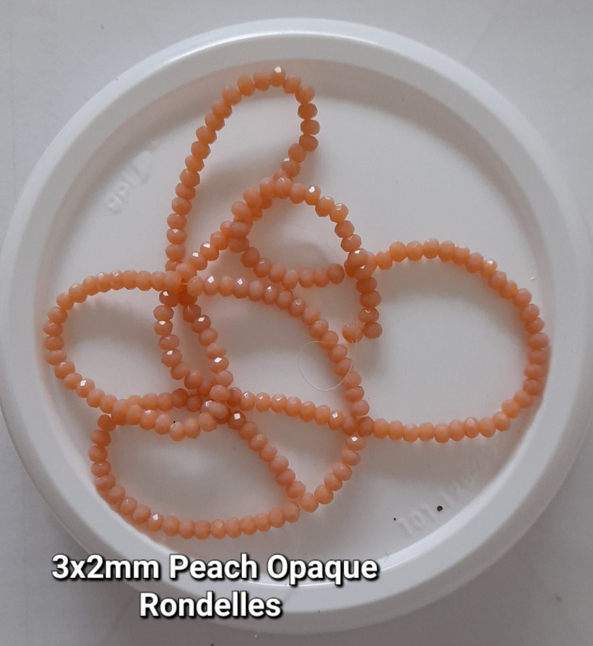 Peach Opaque 3x2mm Faceted Glass Rondelles