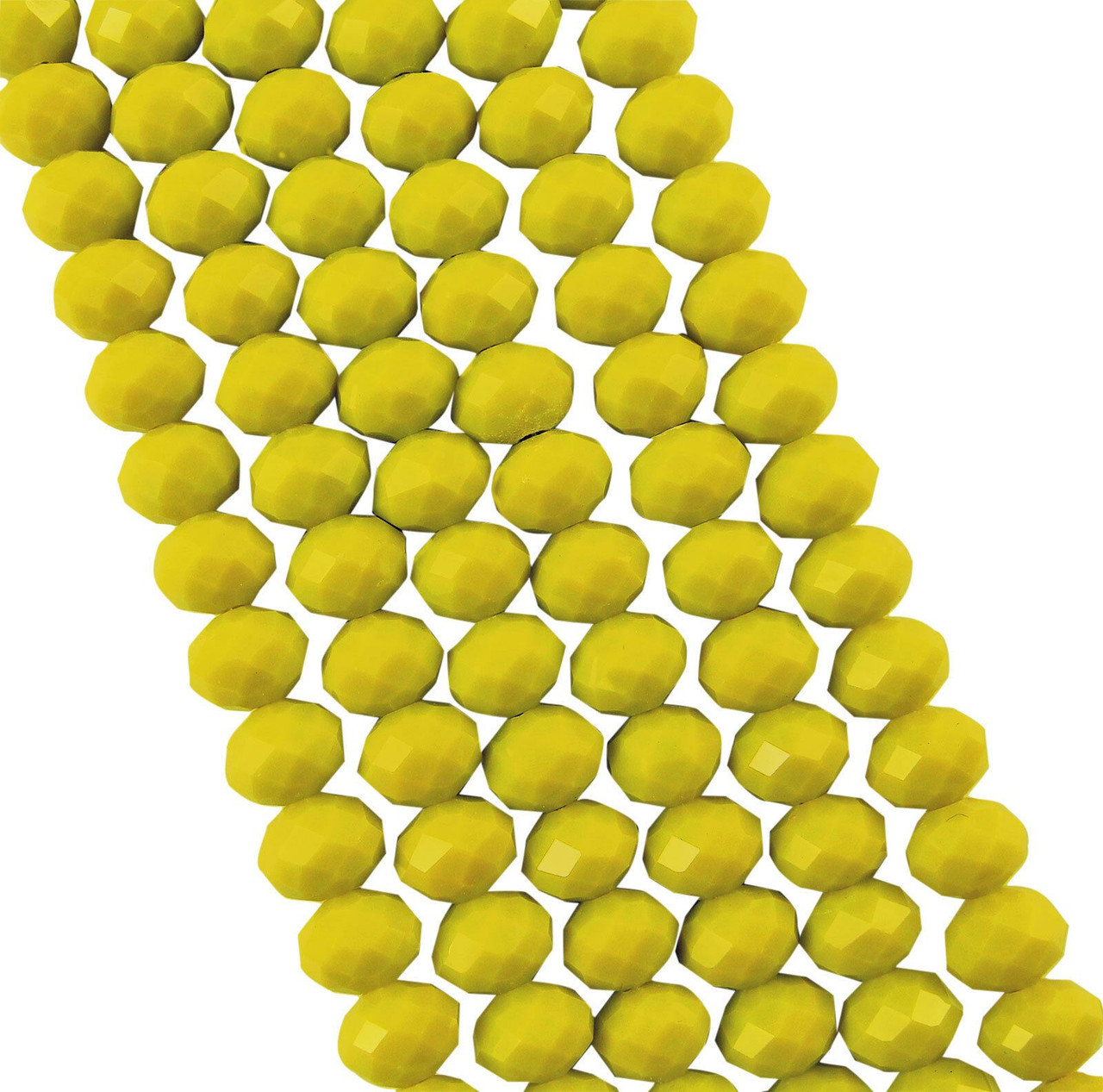 Yellow Opaque 12x9mm Faceted Glass Rondelles