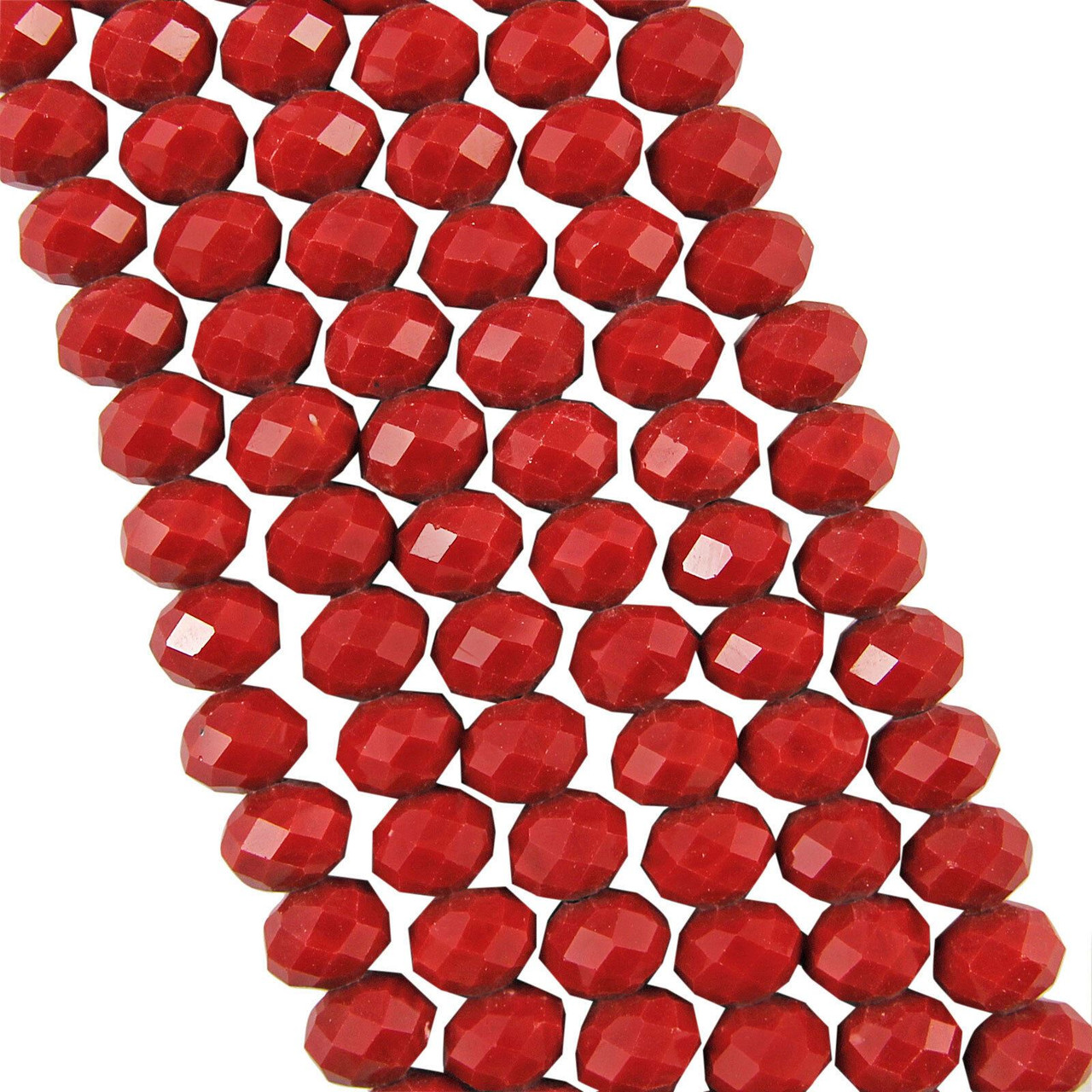 Dark Red Opaque 12x9mm Faceted Glass Rondelles