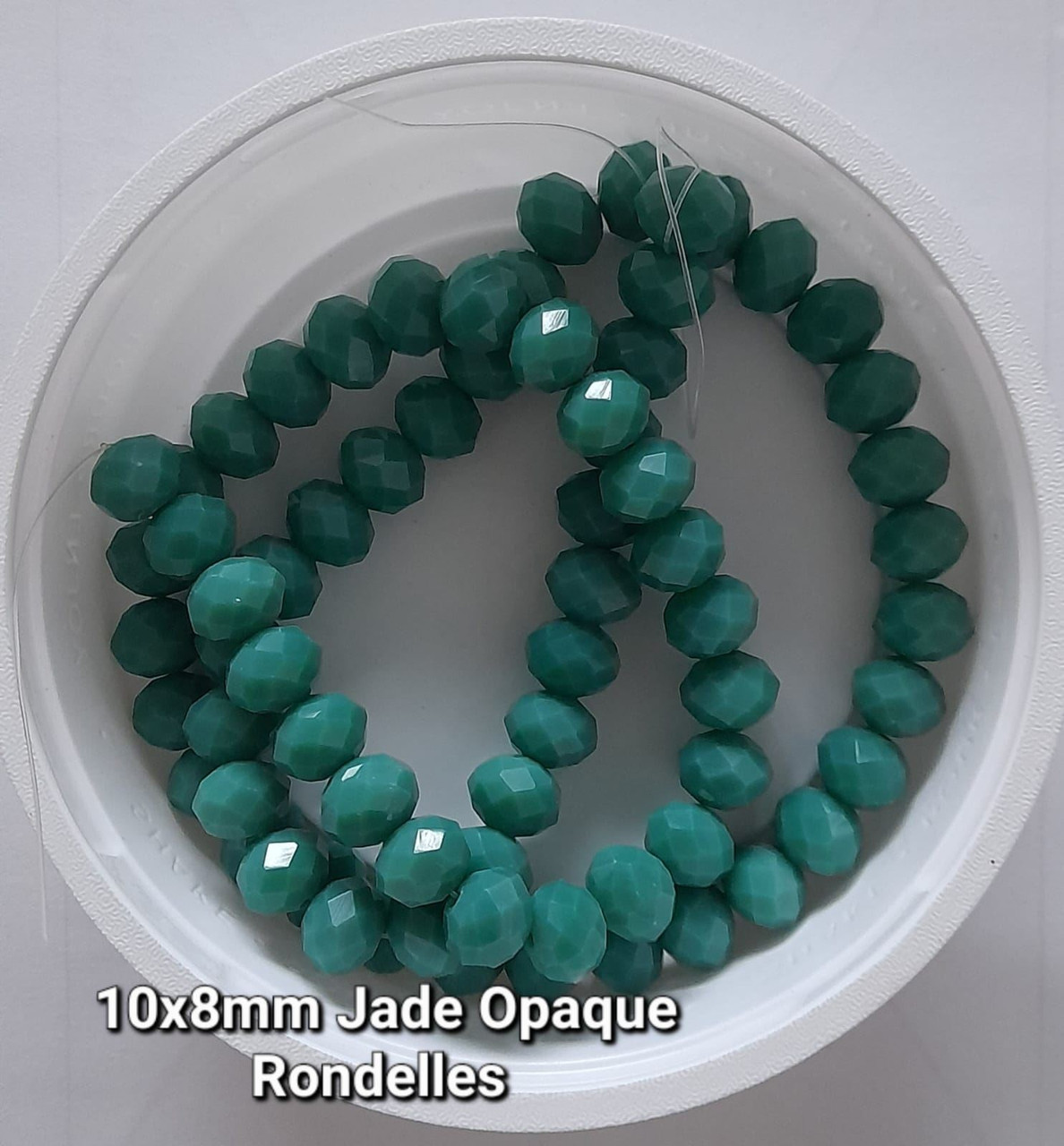 Jade Green Opaque 10x8mm Faceted Glass Rondelles