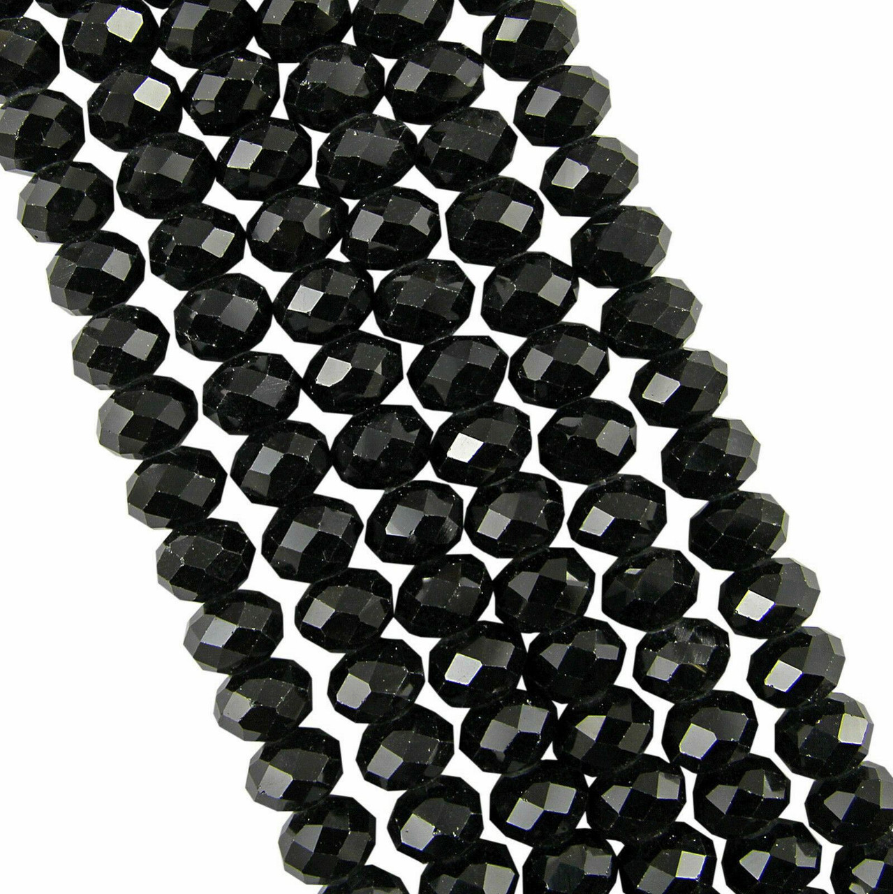 Black Opaque 3x2mm Faceted Glass Rondelles