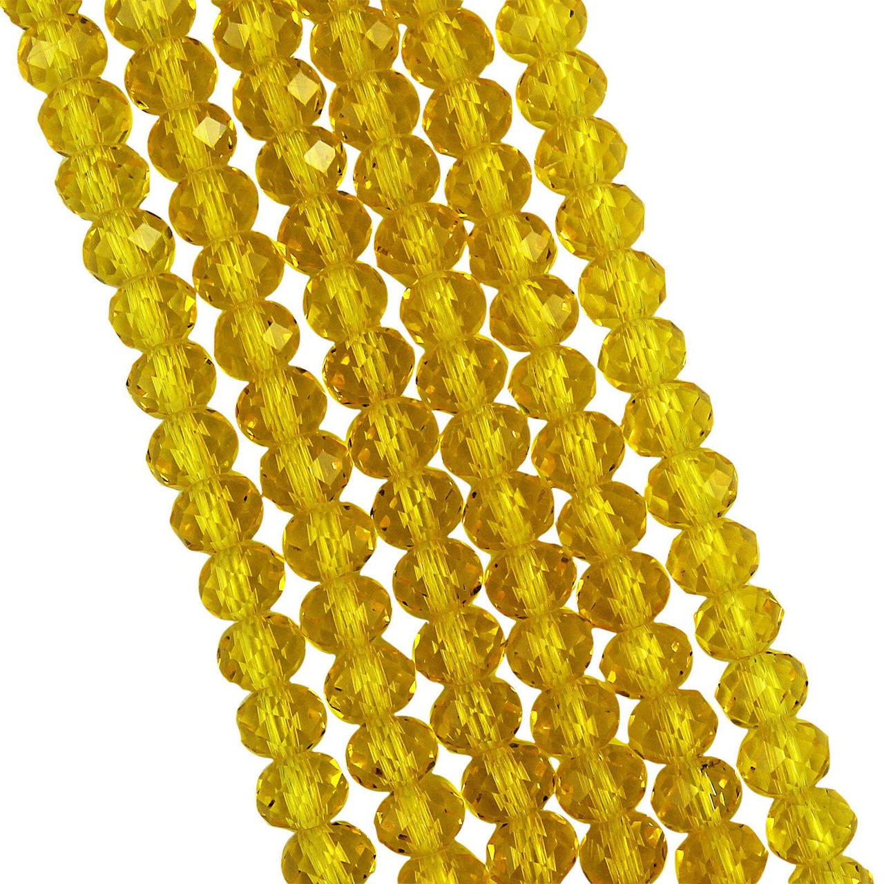 8x6mm Faceted Glass Rondelles - YELLOW - approx 72 beads / 17 inch strand