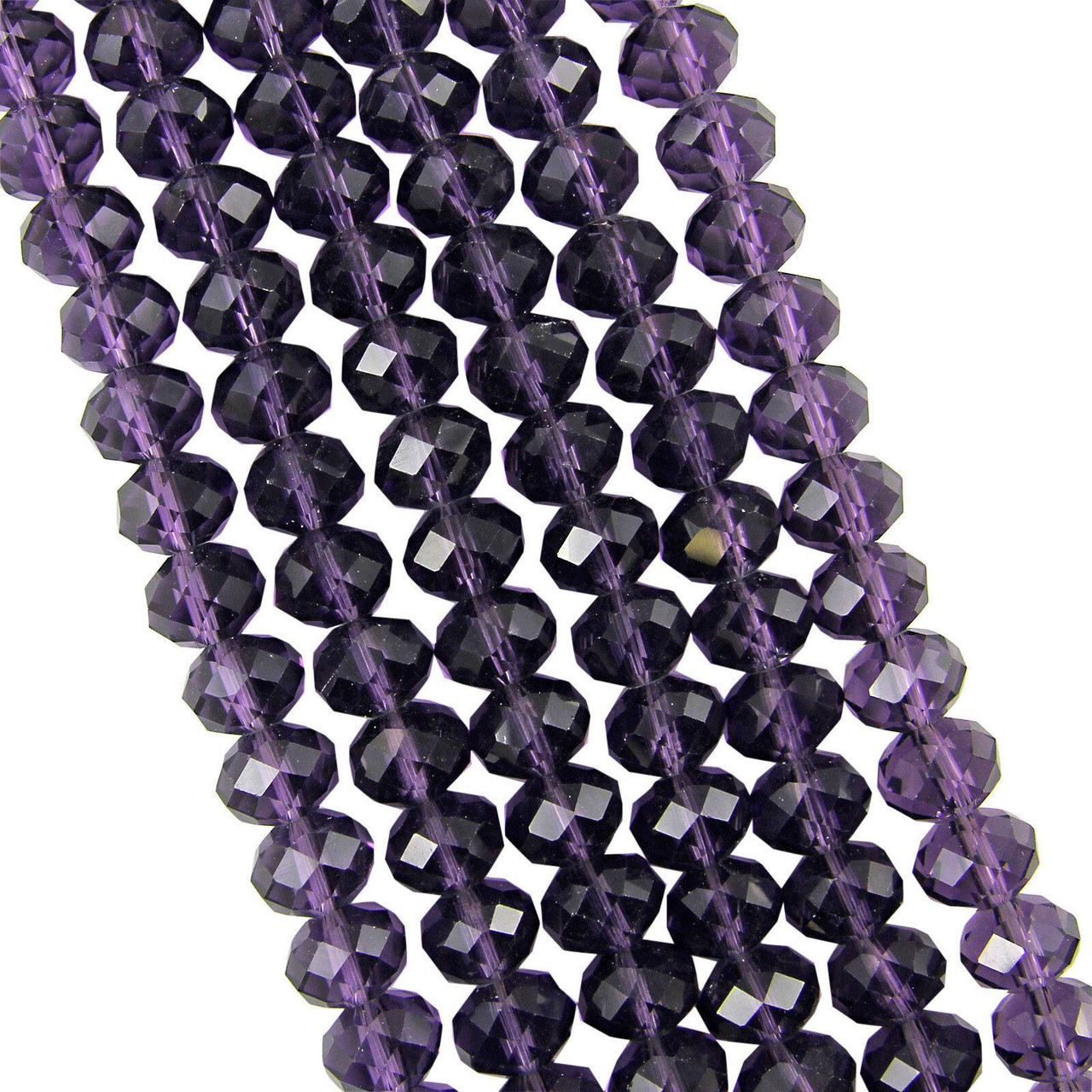 Violet 8x6mm Faceted Glass Rondelles