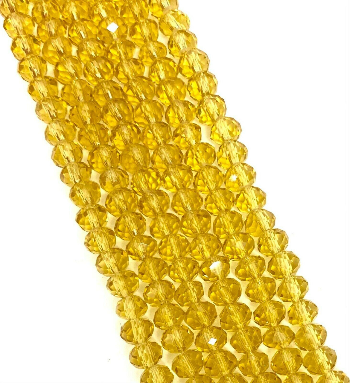 8x6mm Faceted Glass Rondelles - LIGHT YELLOW - approx 72 beads / 17 inch strand