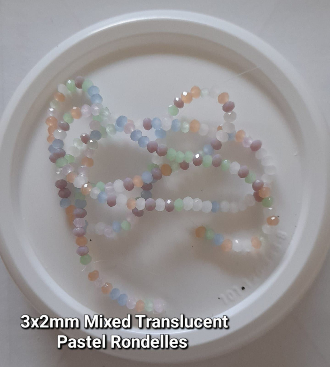 Mixed Pastel colours Translucent 3x2mm Faceted Glass Rondelles