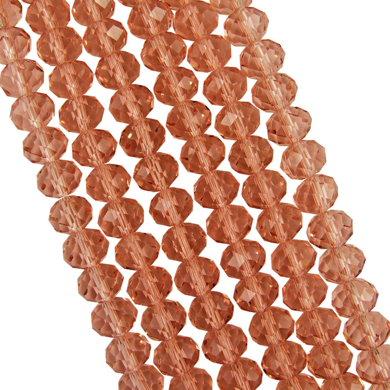 Peach 6x4mm Faceted Glass Rondelles