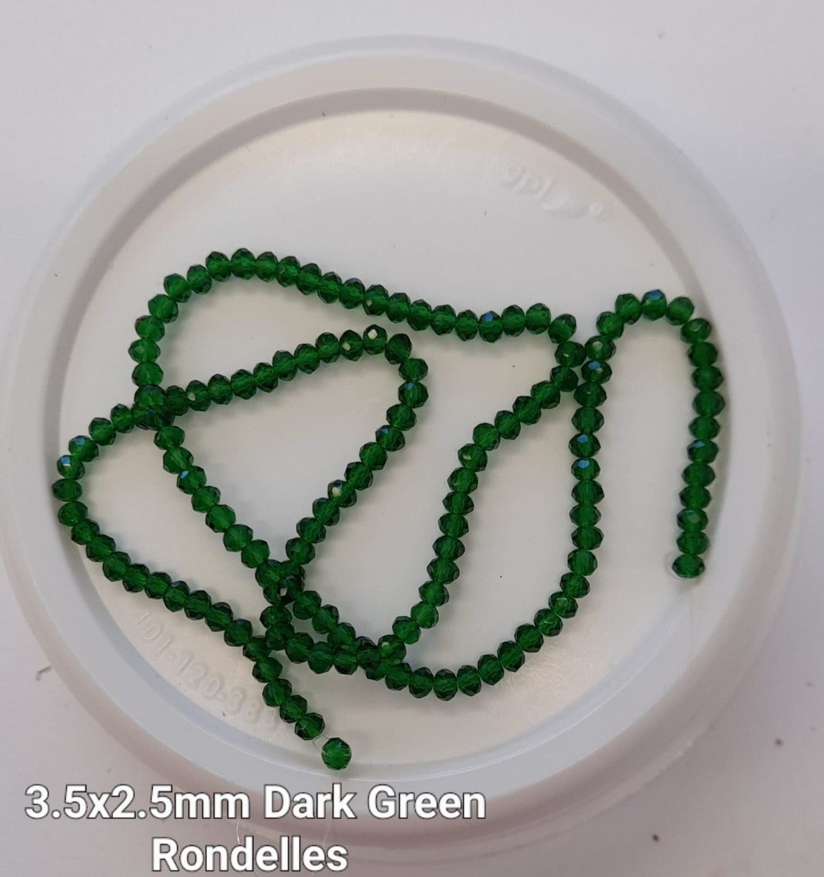 Dark Green 3.5x2.5mm Faceted Glass Rondelles