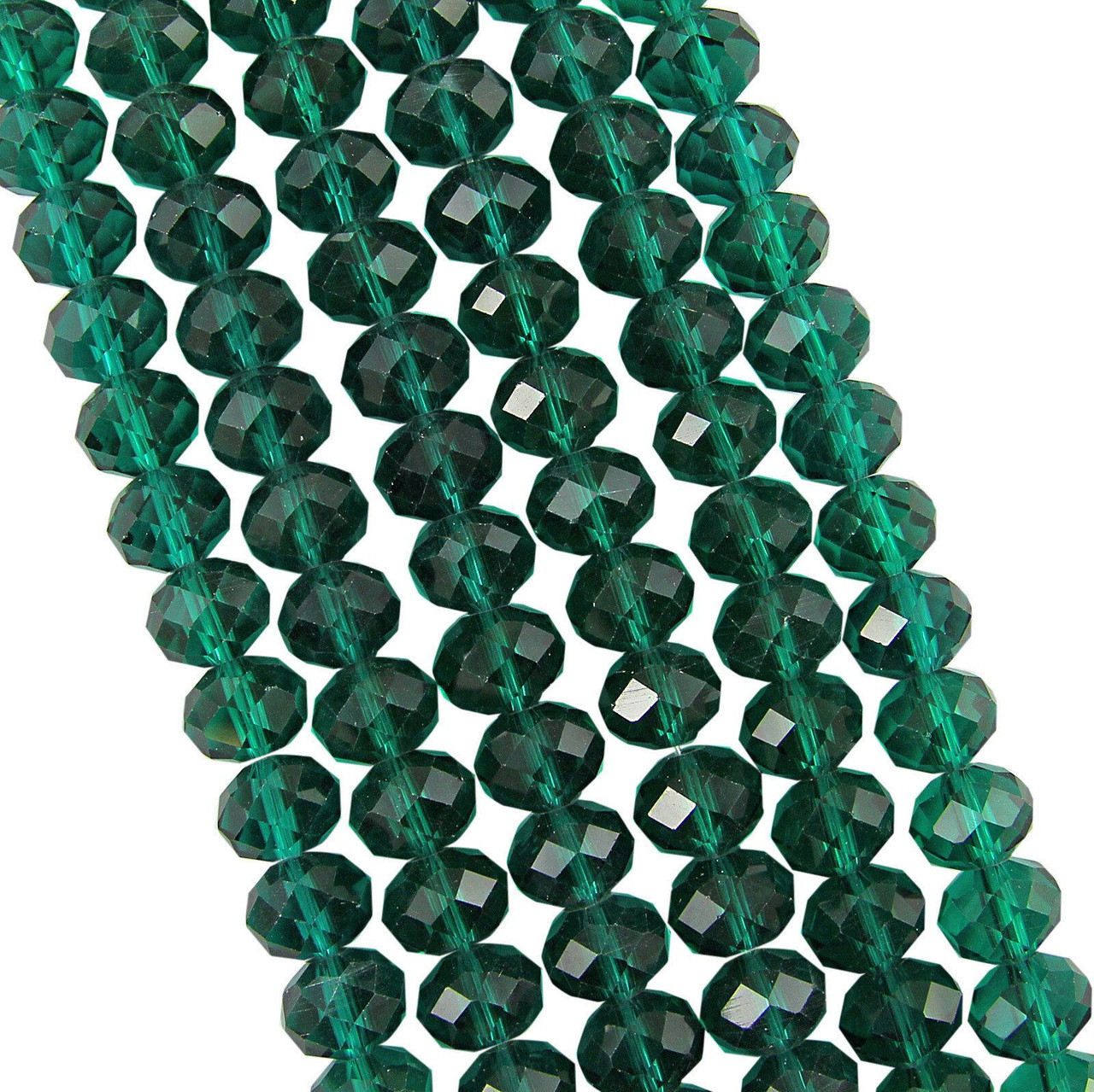 Teal 12x9mm Faceted Glass Rondelles