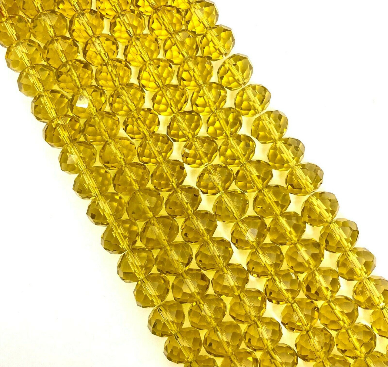 Khaki (Gold/Green) 12x9mm Faceted Glass Rondelles