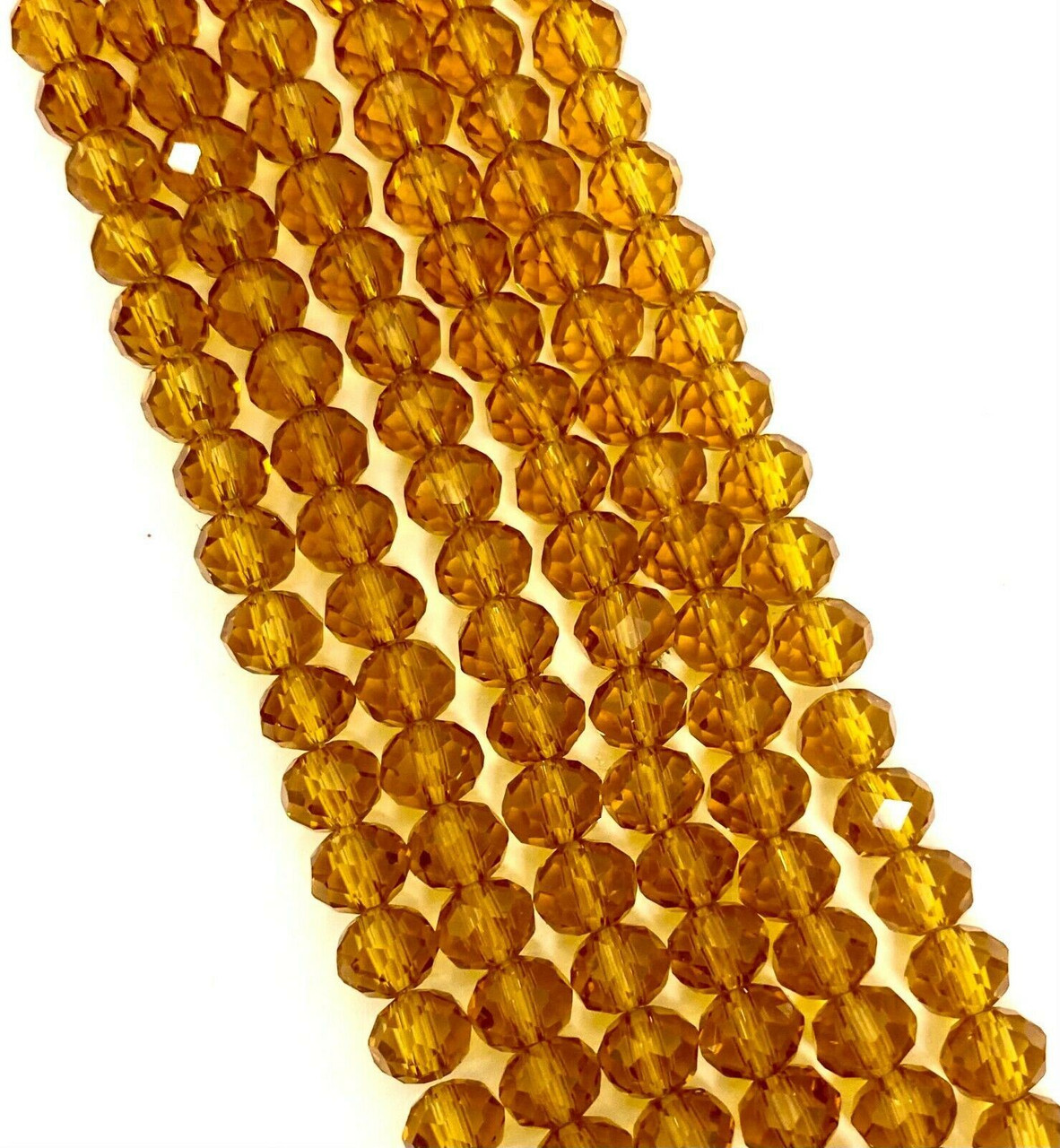 Gold 12x9mm Faceted Glass Rondelles