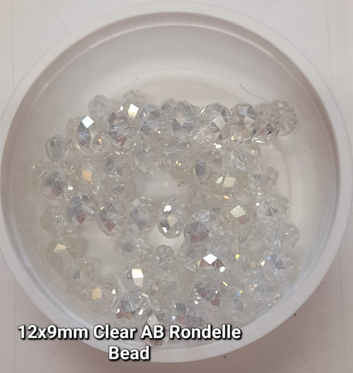 Clear Lustred 12x9mm Faceted Glass Rondelles