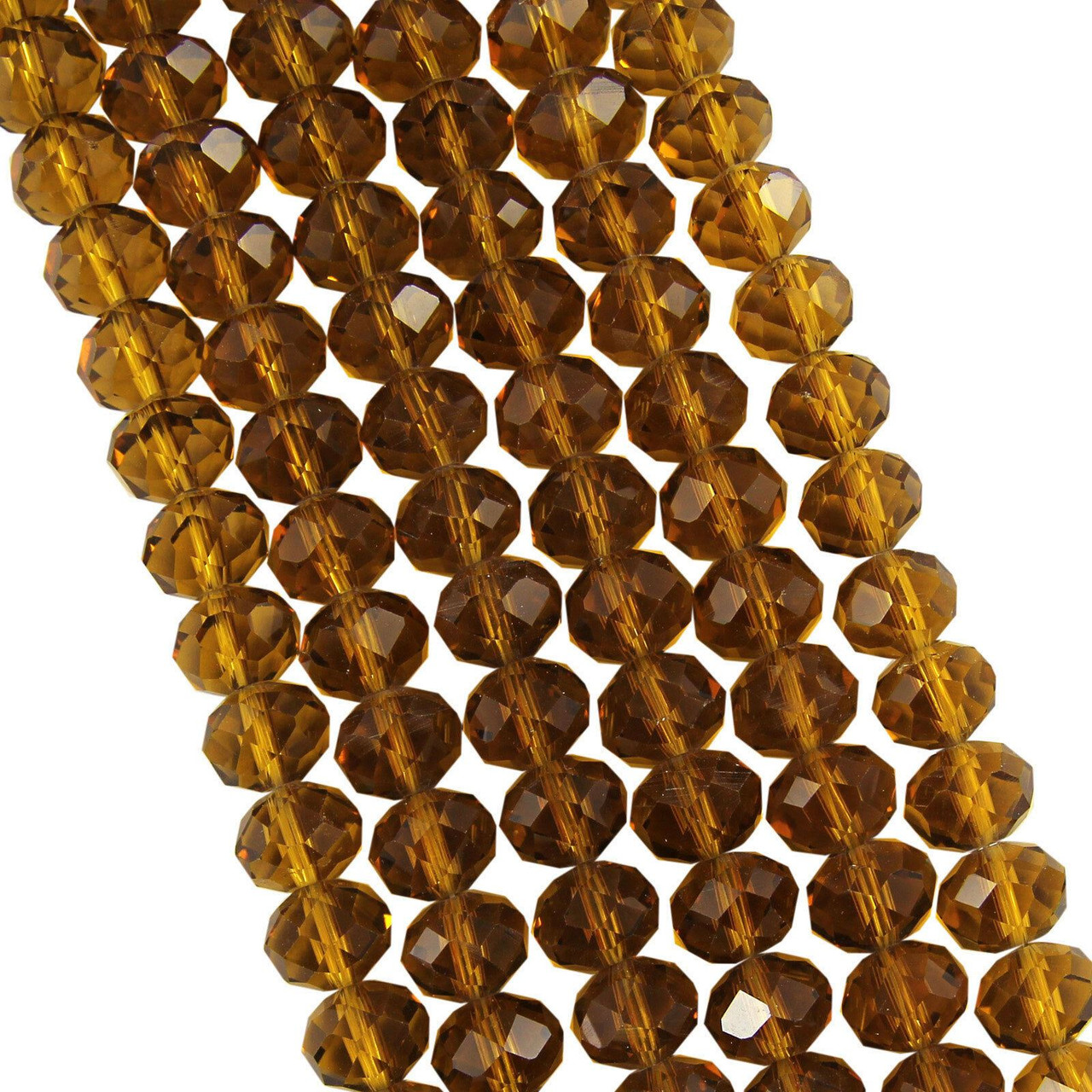 Brown 12x9mm Faceted Glass Rondelles