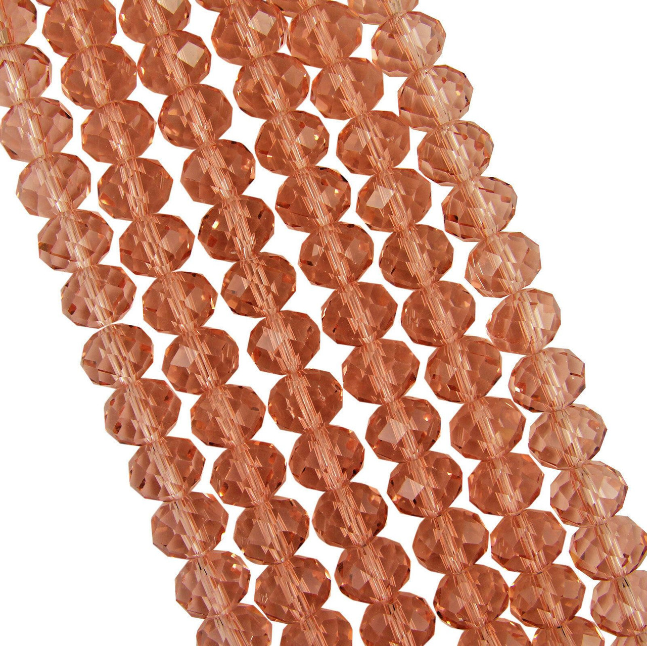 Peach 10x8mm Faceted Glass Rondelles