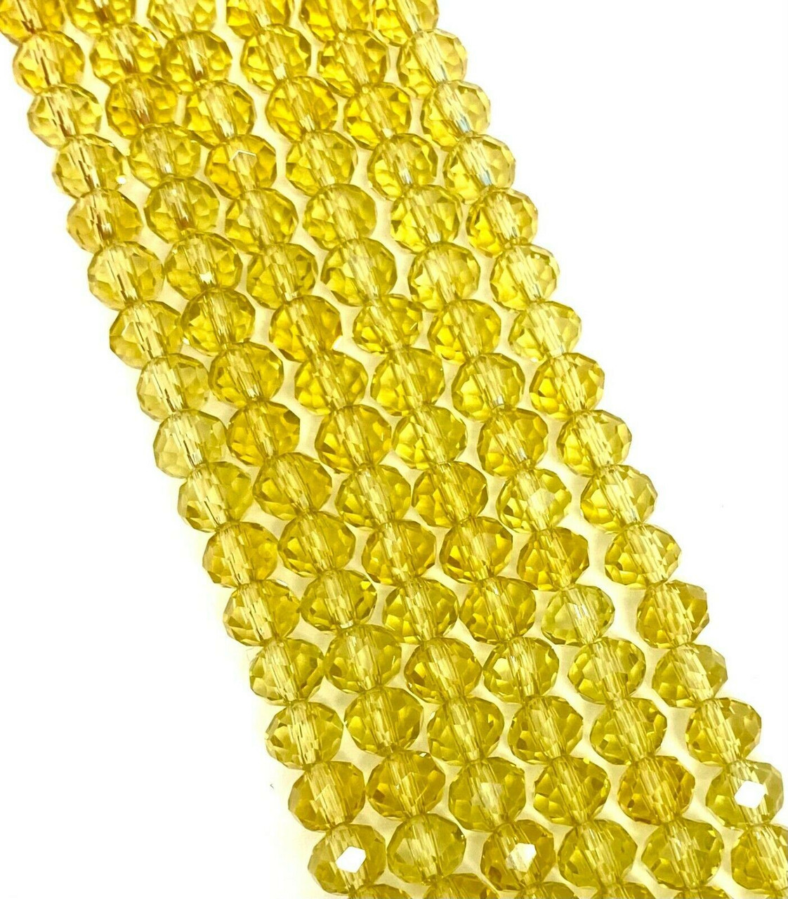 Pale Gold 10x8mm Faceted Glass Rondelles
