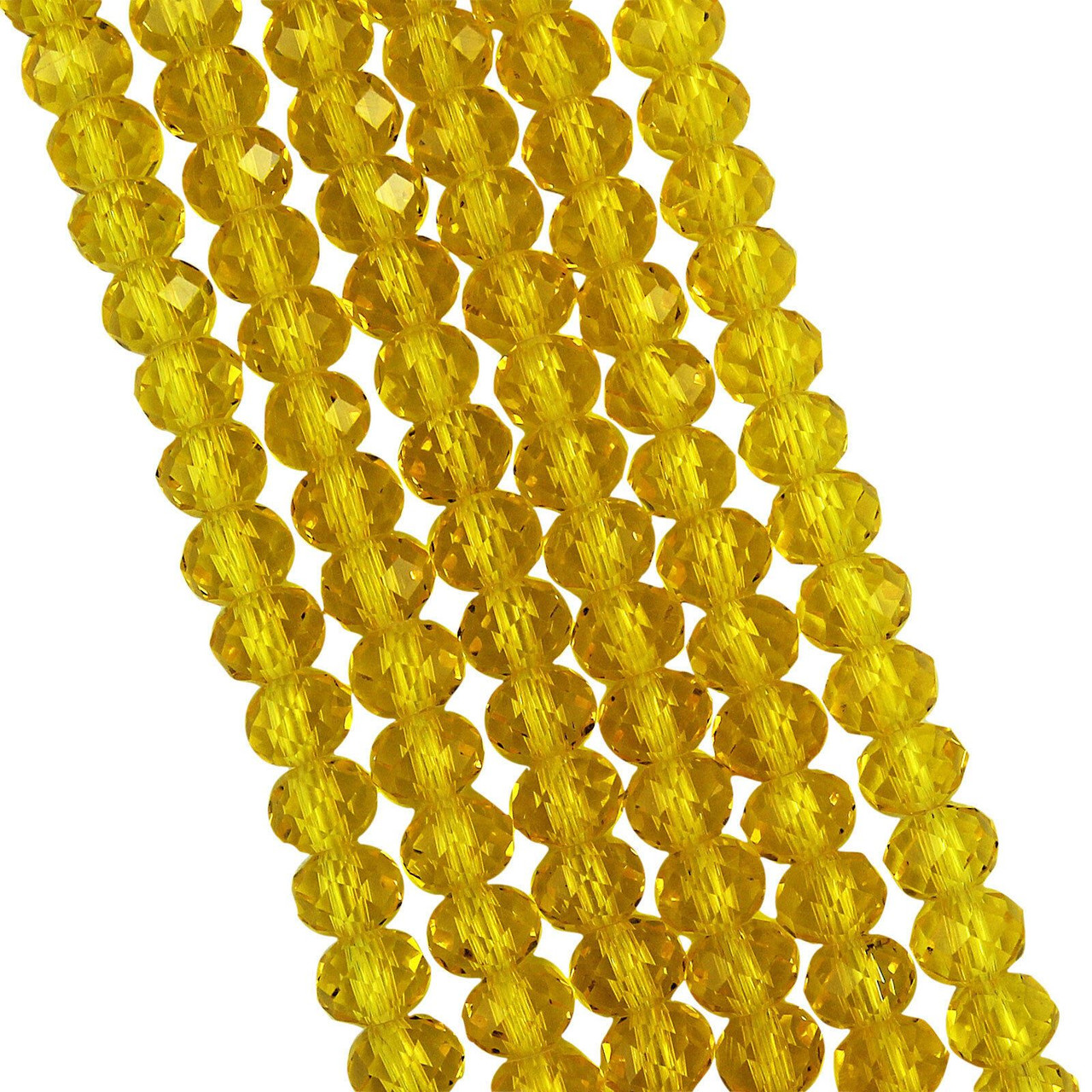 Yellow 10x8mm Faceted Glass Rondelles