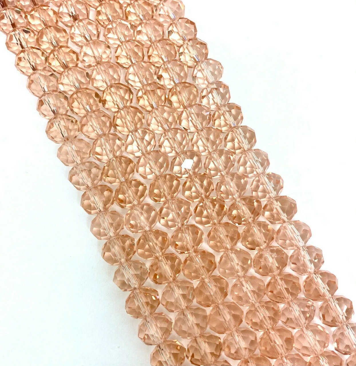 Pale Peach 10x8mm Faceted Glass Rondelles