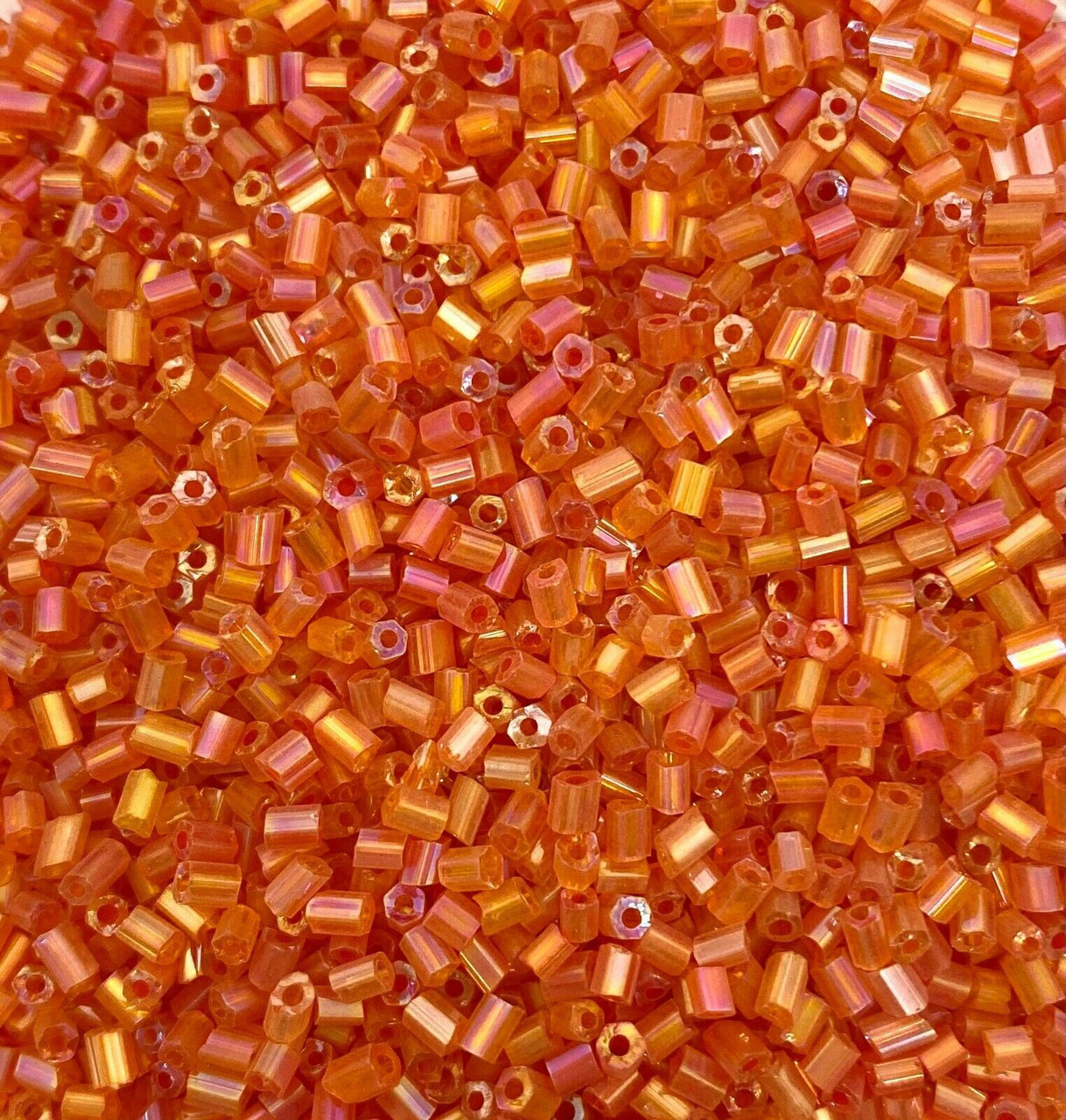 50g glass HEX seed beads - Orange Rainbow, size 11/0 (approx 2mm)