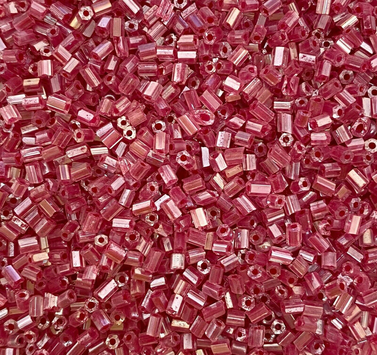 50g glass HEX seed beads - Crimson Opaque Lustred - size 11/0 (approx 2mm)