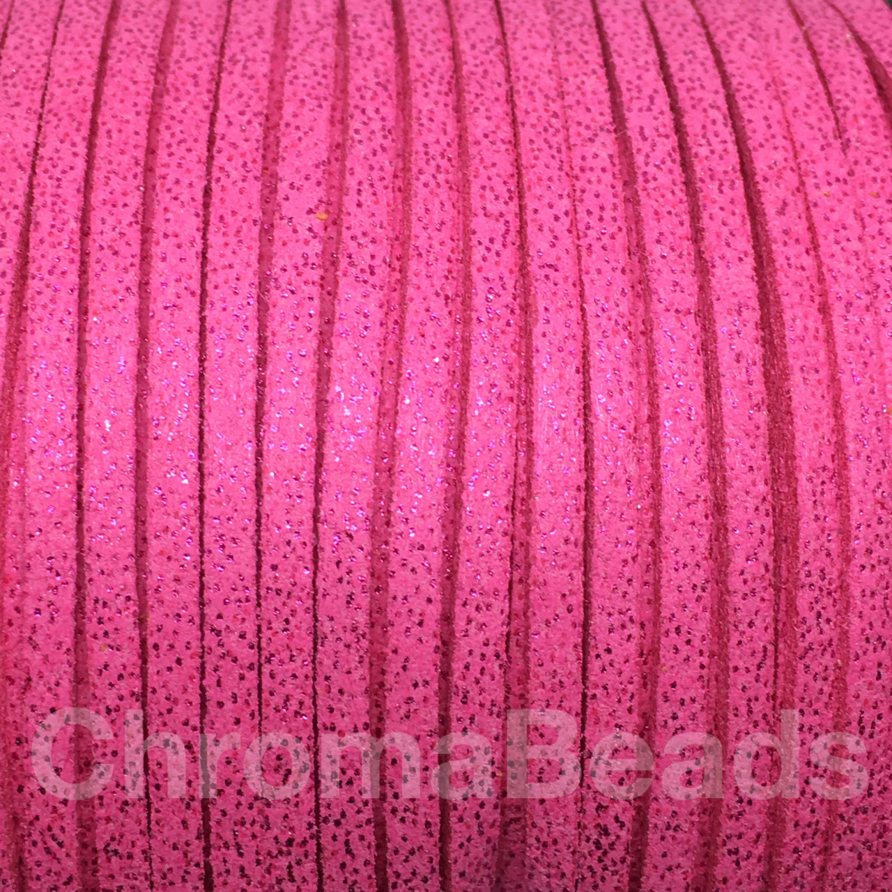 Hot Pink Glitter Faux Suede Cord