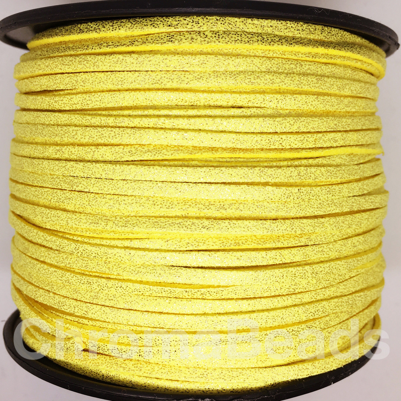 Yellow Glitter Faux Suede Cord