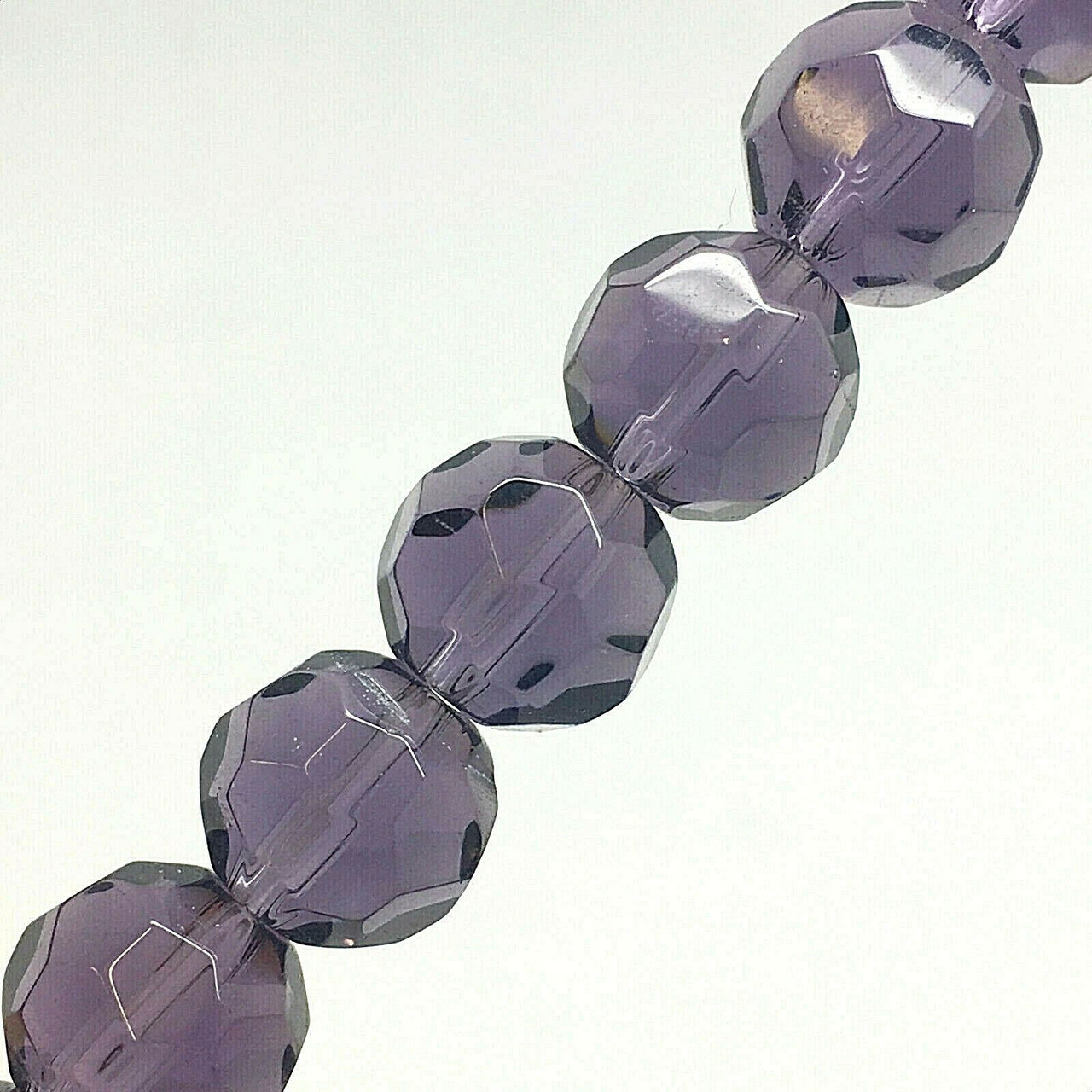 Strand of faceted round glass beads - approx 6mm, Violet, approx 50 beads, 12in
