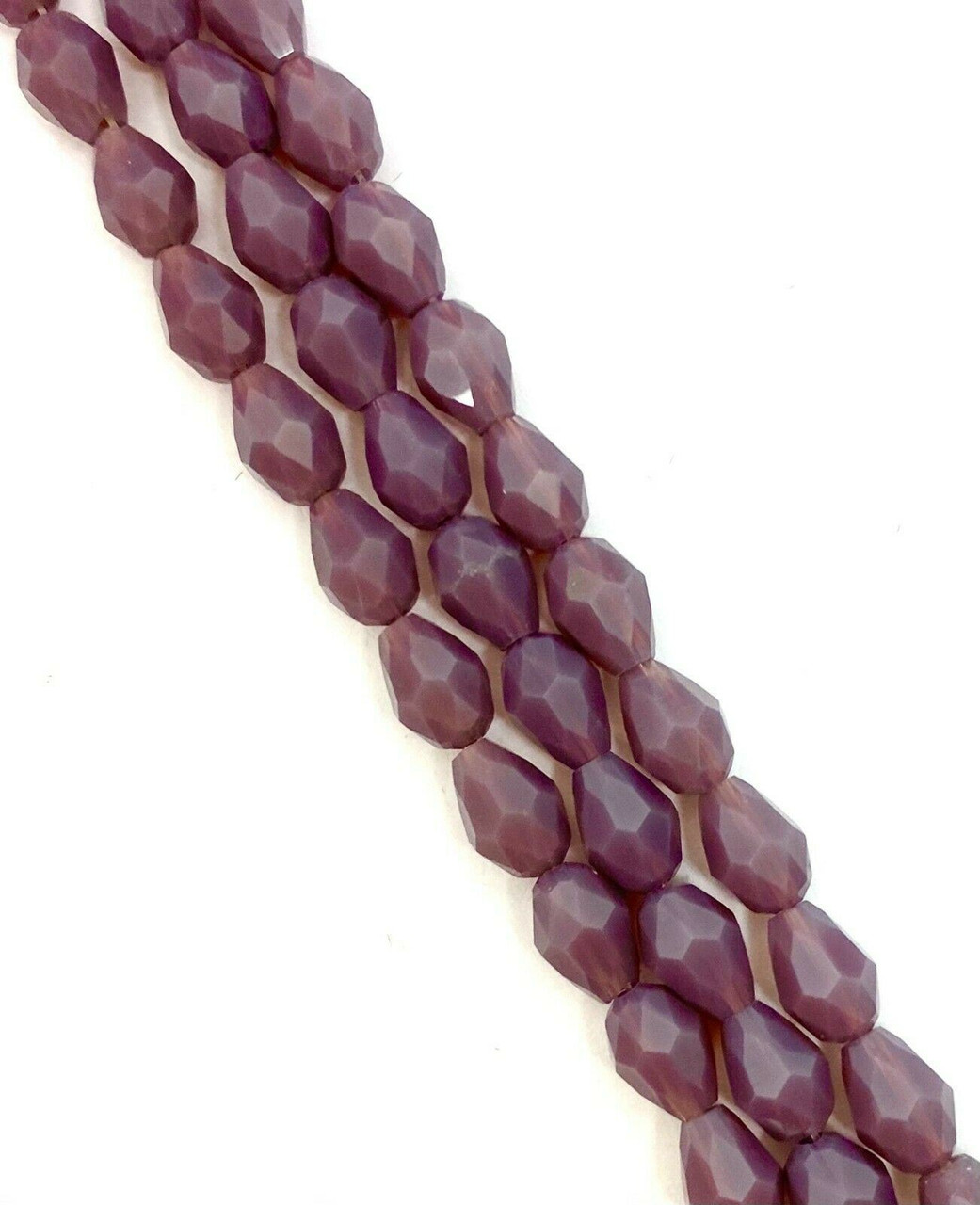 Strand of faceted drop glass beads (briolettes) - approx 12x8mm, Heather Opaque, approx 72 beads