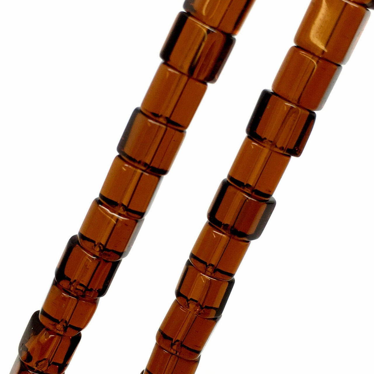 4mm Glass Cube beads - BROWN - approx 12" strand (75 beads)