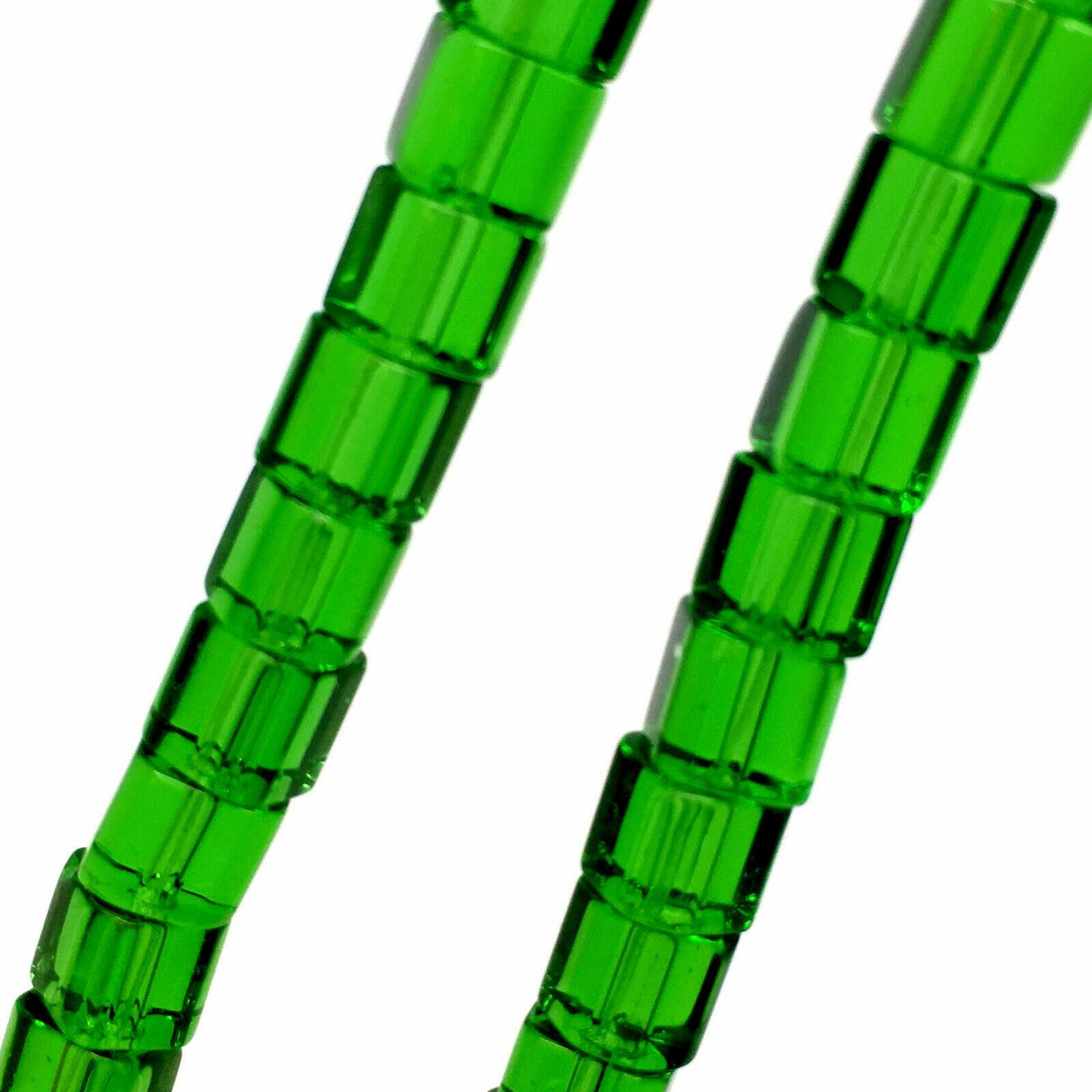 4mm Glass Cube beads - EMERALD GREEN - approx 12" strand (75 beads)