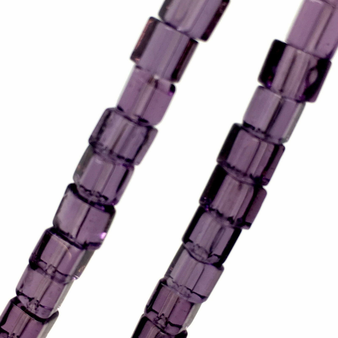 4mm Glass Cube beads - VIOLET - approx 12" strand (75 beads)