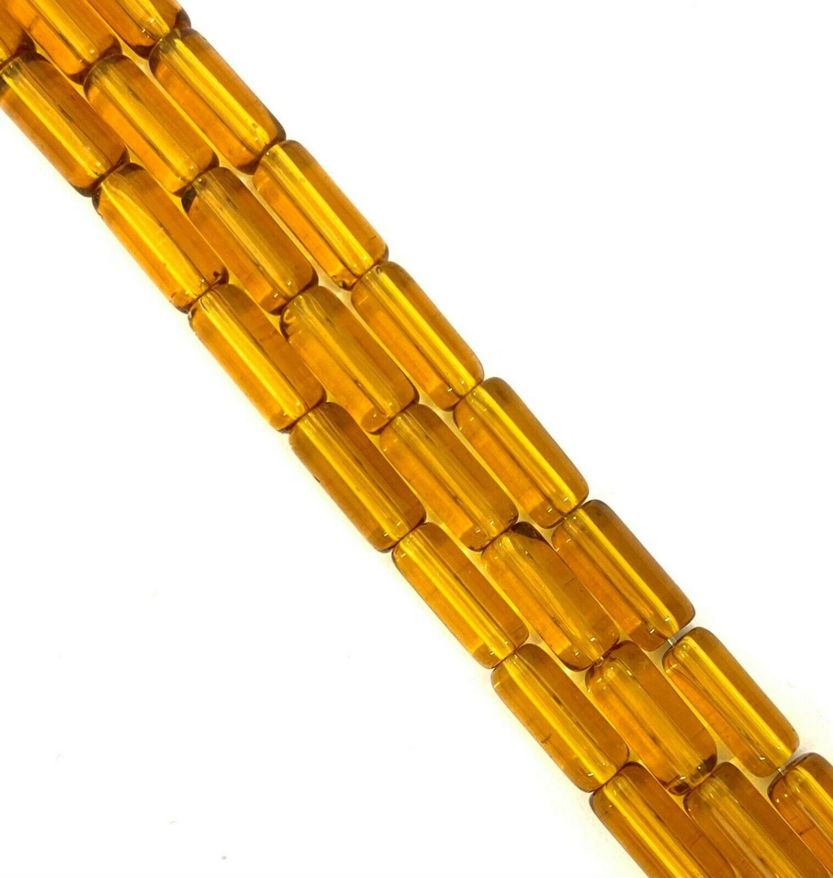 10x4mm Glass Tube Beads, GOLD, approx 12" strand, 32 beads