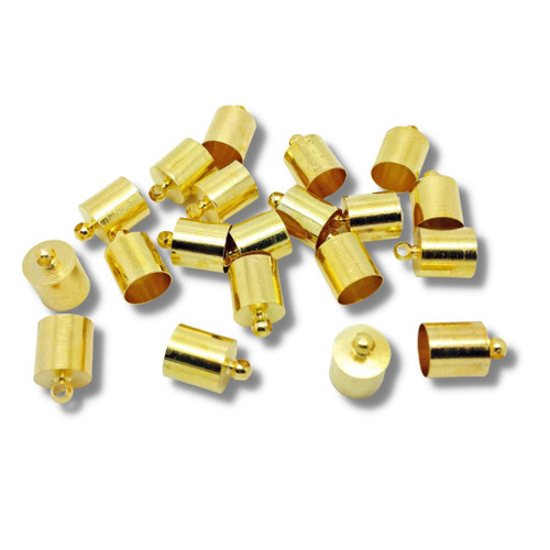 Brass Cord Ends 12mm x 8mm - Pack of 20, Gold coloured
