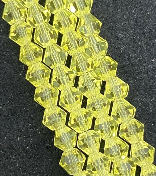 4mm Glass Bicone beads - PALE YELLOW - approx 12" strand (75-80 beads)
