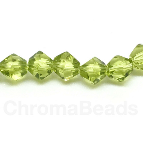 4mm Glass Bicone beads - LIME GREEN - approx 16-18" strand (110-120 beads)
