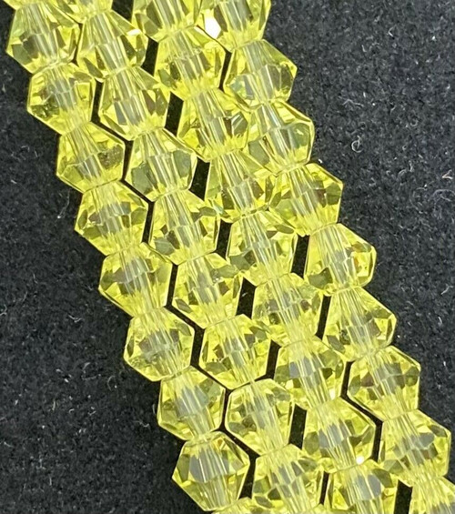 Strand of glass bicone beads - approx 6mm, Light Yellow, approx 52 beads