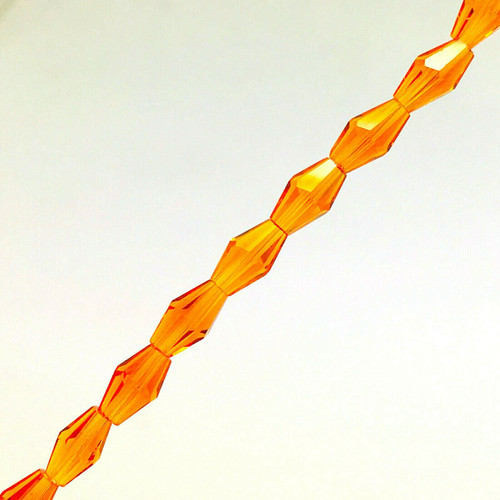 4x6mm Glass Crystal Elongated Bicone beads - ORANGE - approx 16-18" strand (70 beads)