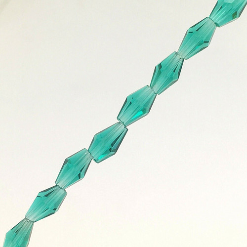 4x6mm Glass Crystal Elongated Bicone beads - TEAL - approx 16-18" strand (70 beads)