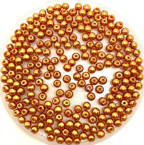 Golden Bronze 3mm Glass Pearls