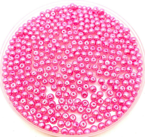 Bubblegum Pink 3mm Glass Pearls