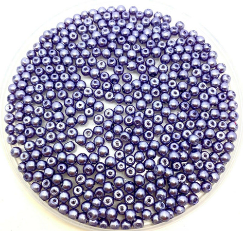 Blue Grey 3mm Glass Pearls