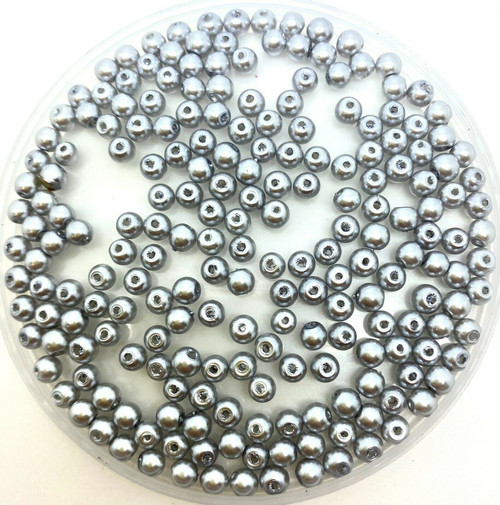 Silver Grey 3mm Glass Pearls
