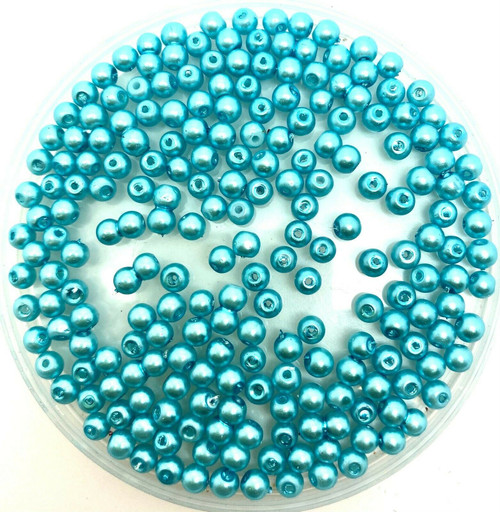 Cyan 3mm Glass Pearls