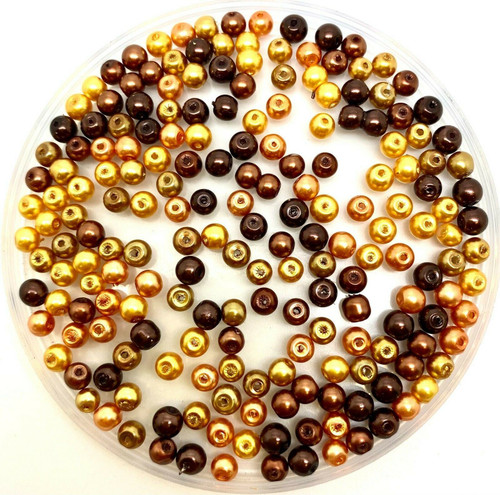 Browns & Golds 3mm Glass Pearls