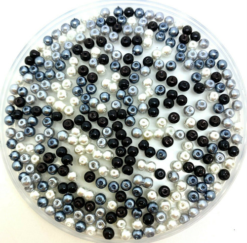 Monochrome Mix 3mm Glass Pearls