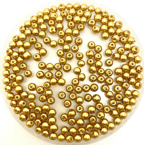 Old Gold 3mm Glass Pearls