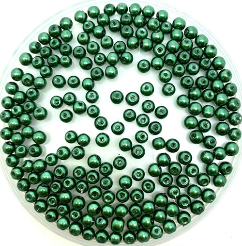 Forest Green 4mm Glass Pearls