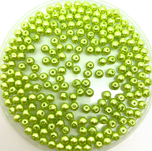 Lime 4mm Glass Pearls