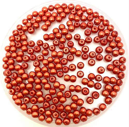 Rust 4mm Glass Pearls