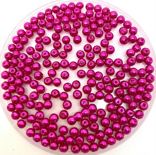 Shocking Pink 4mm Glass Pearls
