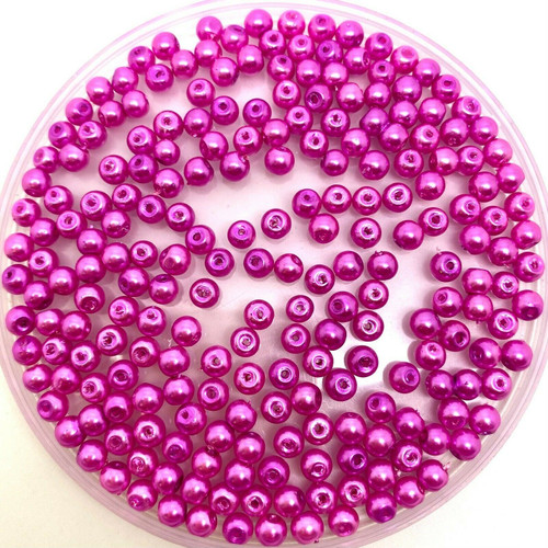 Magenta 4mm Glass Pearls