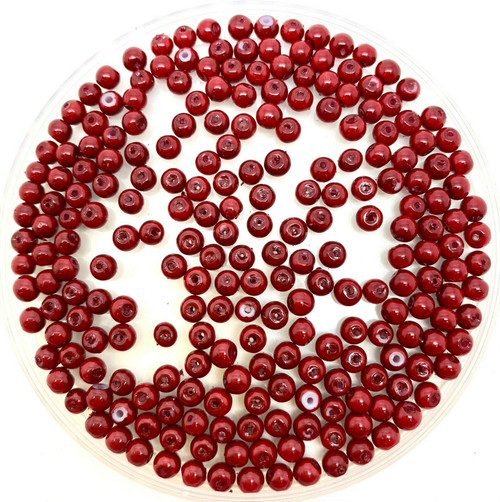 Dark Red Opaque 4mm Glass Pearls